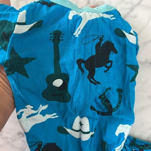 Kickee Pants Western Cowboy Print Footed Pajamas Sz 0-3 Mo - Picture 6 of 6